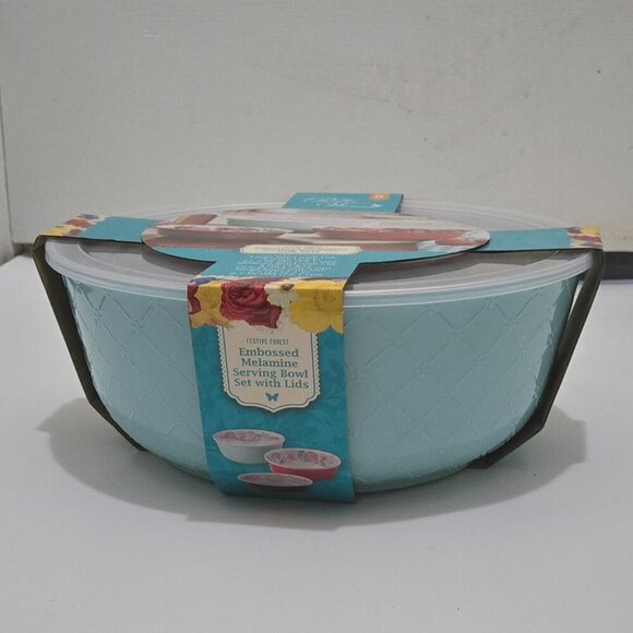 The Pioneer Woman 6 Piece Melamine BPA Storage Serving & Bowl Set with Lids New - Picture 3 of 6